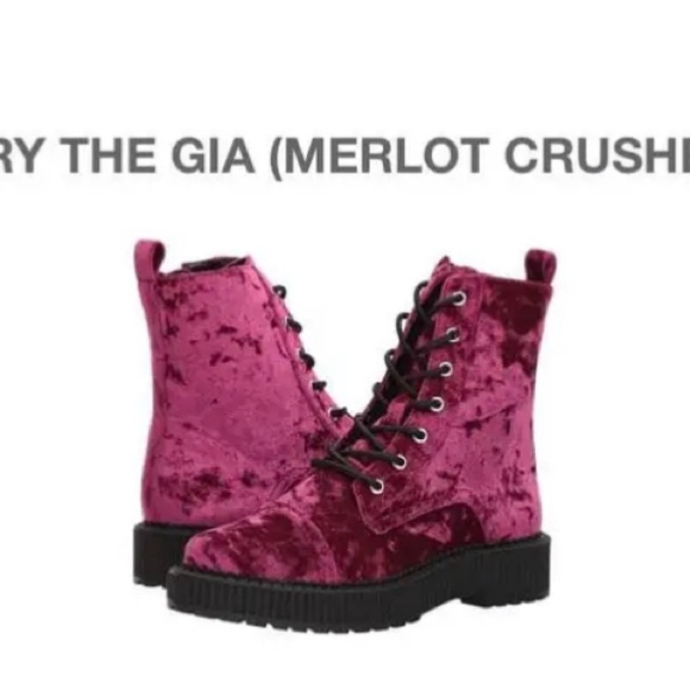 KATY PERRY Gia merlot pink velvet ankle boots